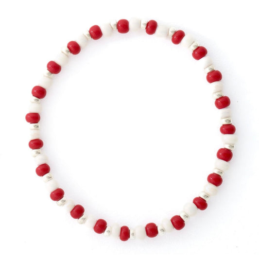 Spirit Original Dark Red, White and Silver Bracelet