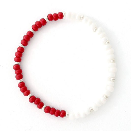 Spirit Half & Half Dark Red, White and Silver Bracelet