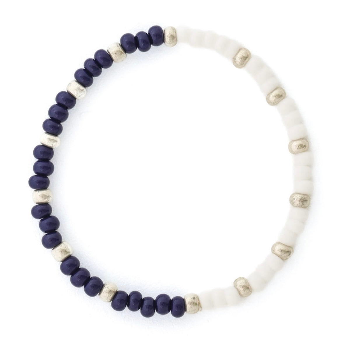 Spirit Half & Half Navy, White and Silver Bracelet
