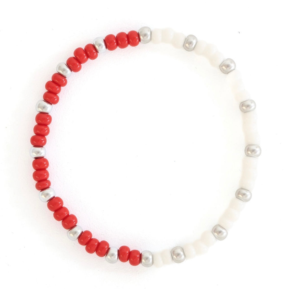 Spirit Half & Half Red, White and Silver Bracelet