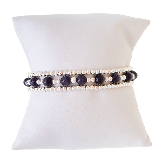 Ebony Sterling Silver Bracelet Set