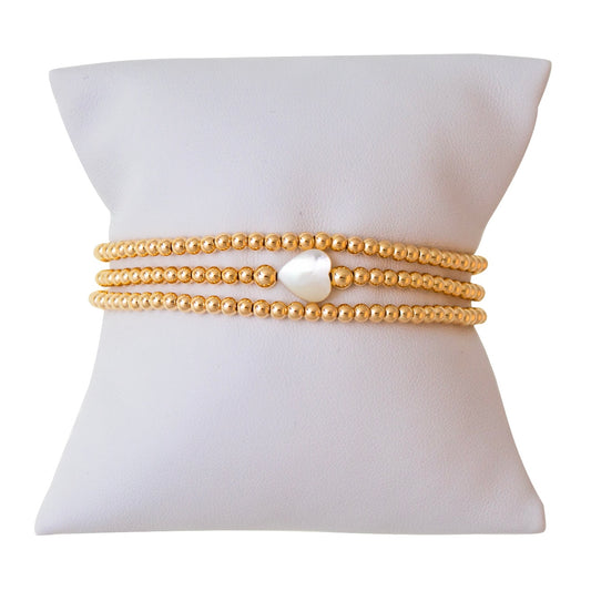 Shell Heart Gold Filled Bracelet Set