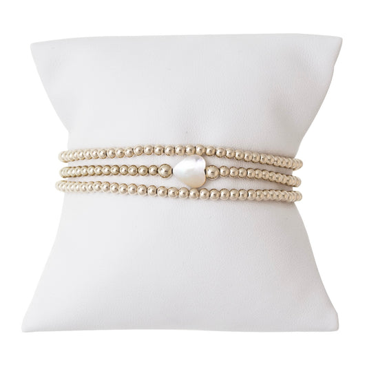 Shell Heart Sterling Silver Bracelet Set