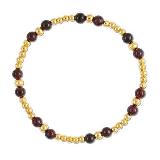 Garnet Gemstone Gold Filled Bracelet-January Birthstone