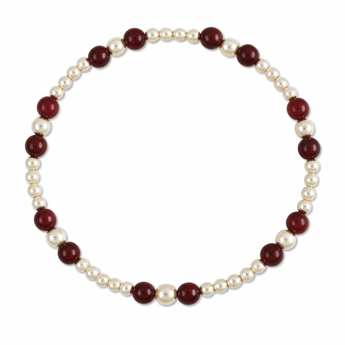 Garnet Gemstone Sterling Silver Bracelet-January Birthstone
