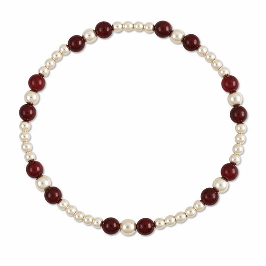 Garnet Gemstone Sterling Silver Bracelet-January Birthstone