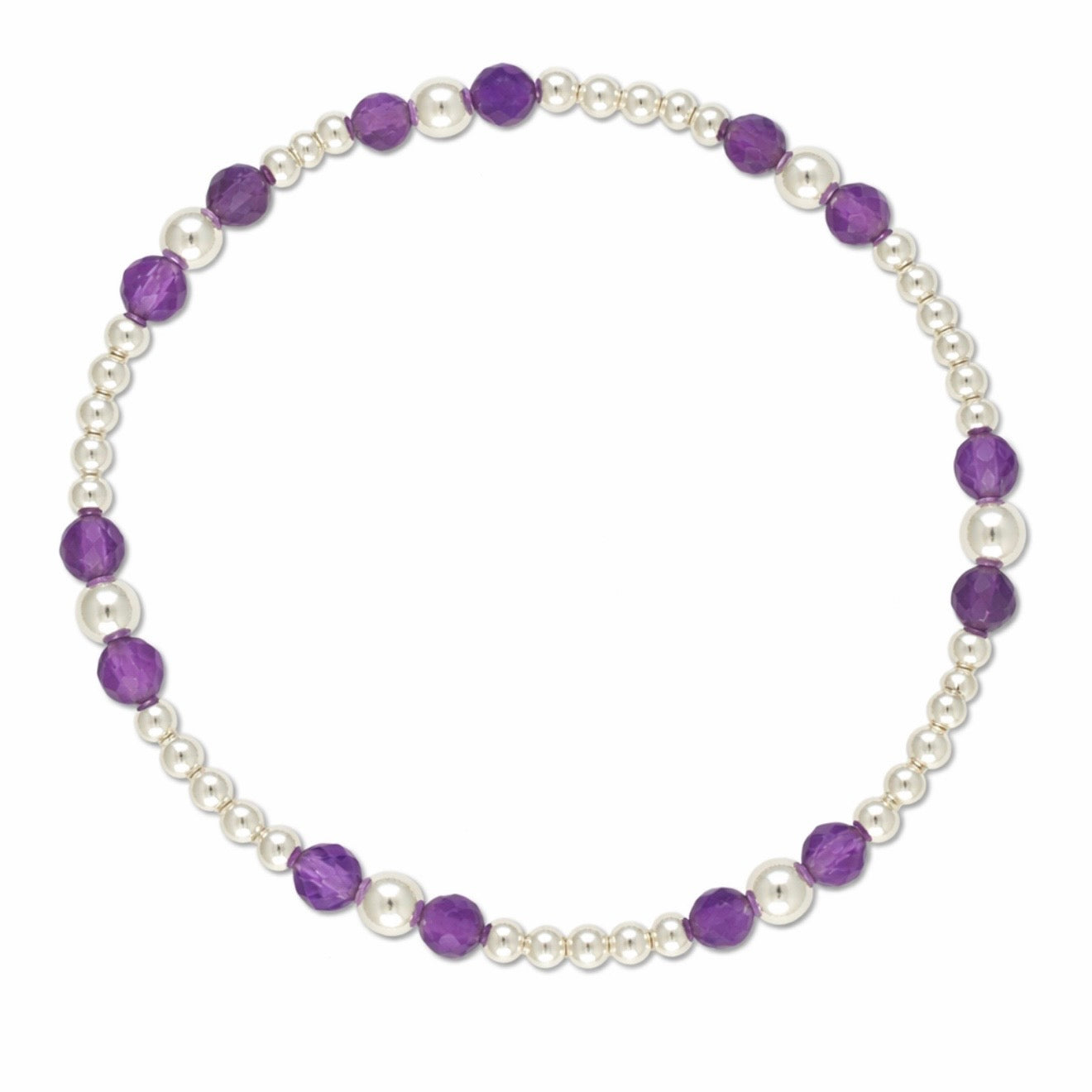 Amethyst Gemstone Sterling Silver Bracelet-February Birthstone