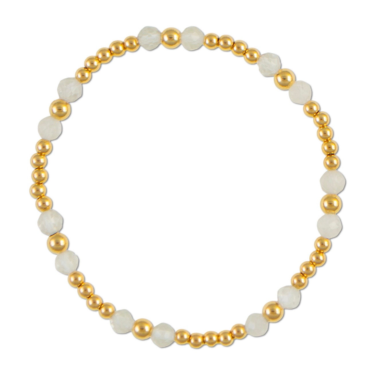 Clear Crystal Quartz Gemstone Gold Filled Bracelet-April Birthstone