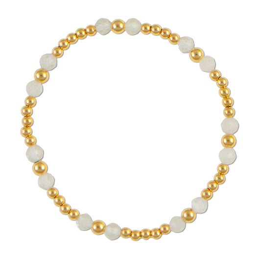 Clear Crystal Quartz Gemstone Gold Filled Bracelet-April Birthstone