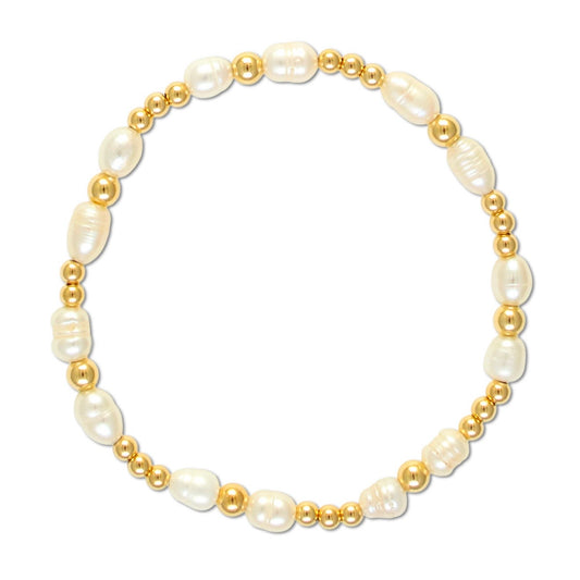 Pearl Gemstone Gold Filled Bracelet-June Birthstone