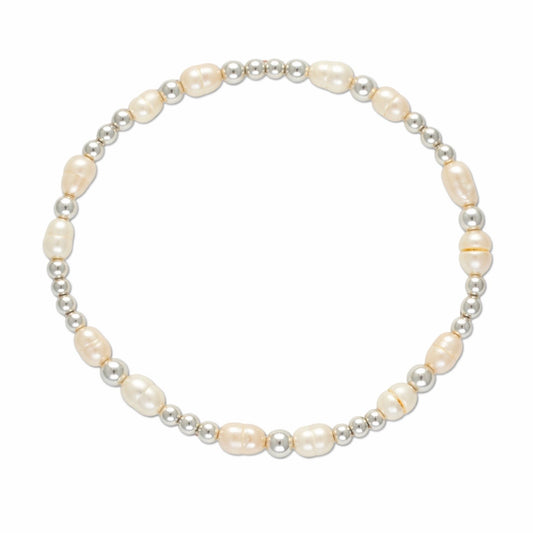 Pearl Gemstone Sterling Silver Bracelet-June Birthstone