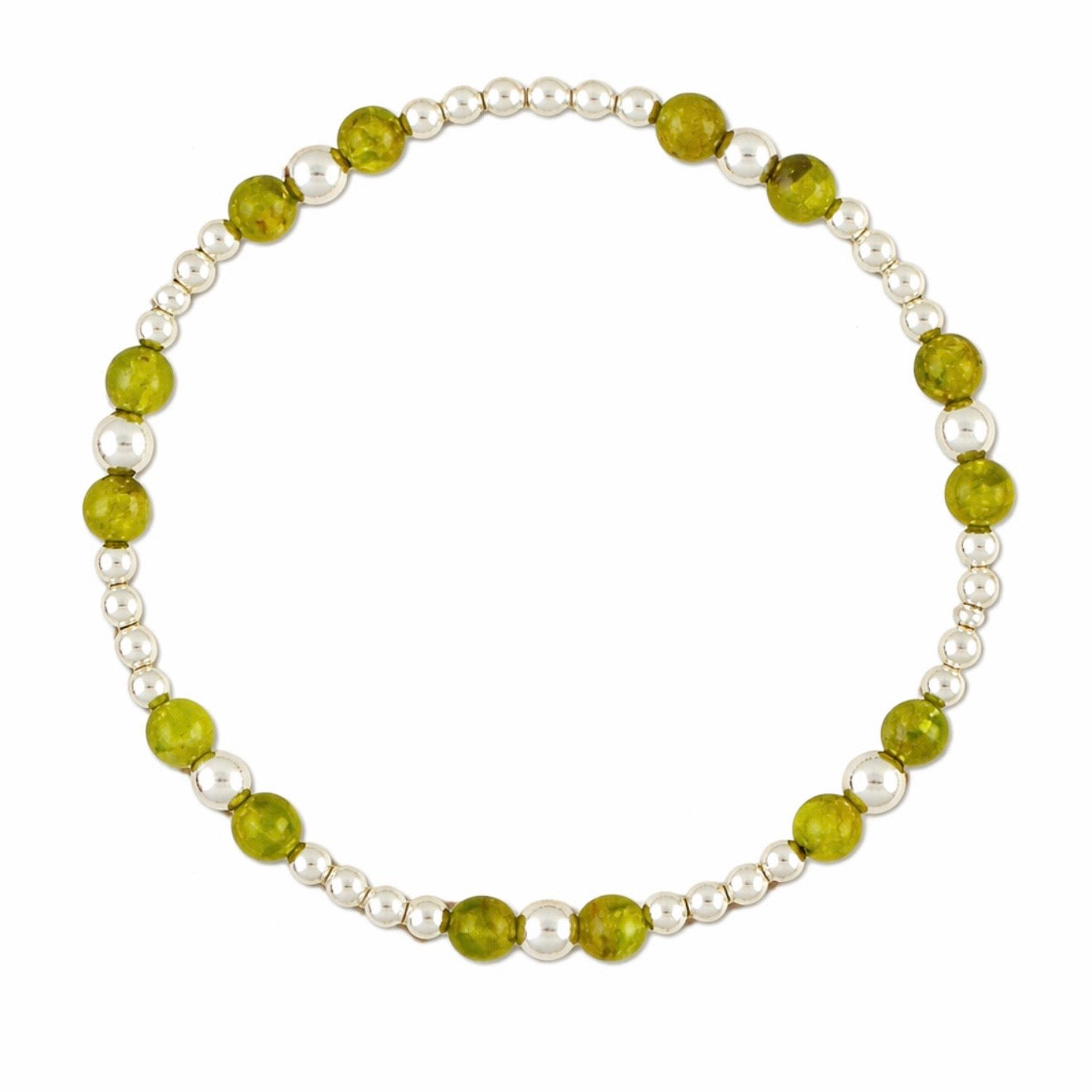 Peridot Gemstone Sterling Silver Bracelet-August Birthstone
