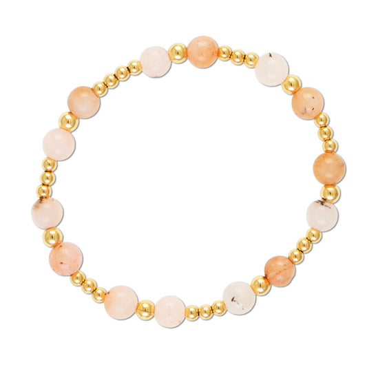 Pink Opal Gemstone Gold Filled Bracelet-October Birthstone