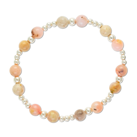 Pink Opal Gemstone Sterling Silver Bracelet-October Birthstone