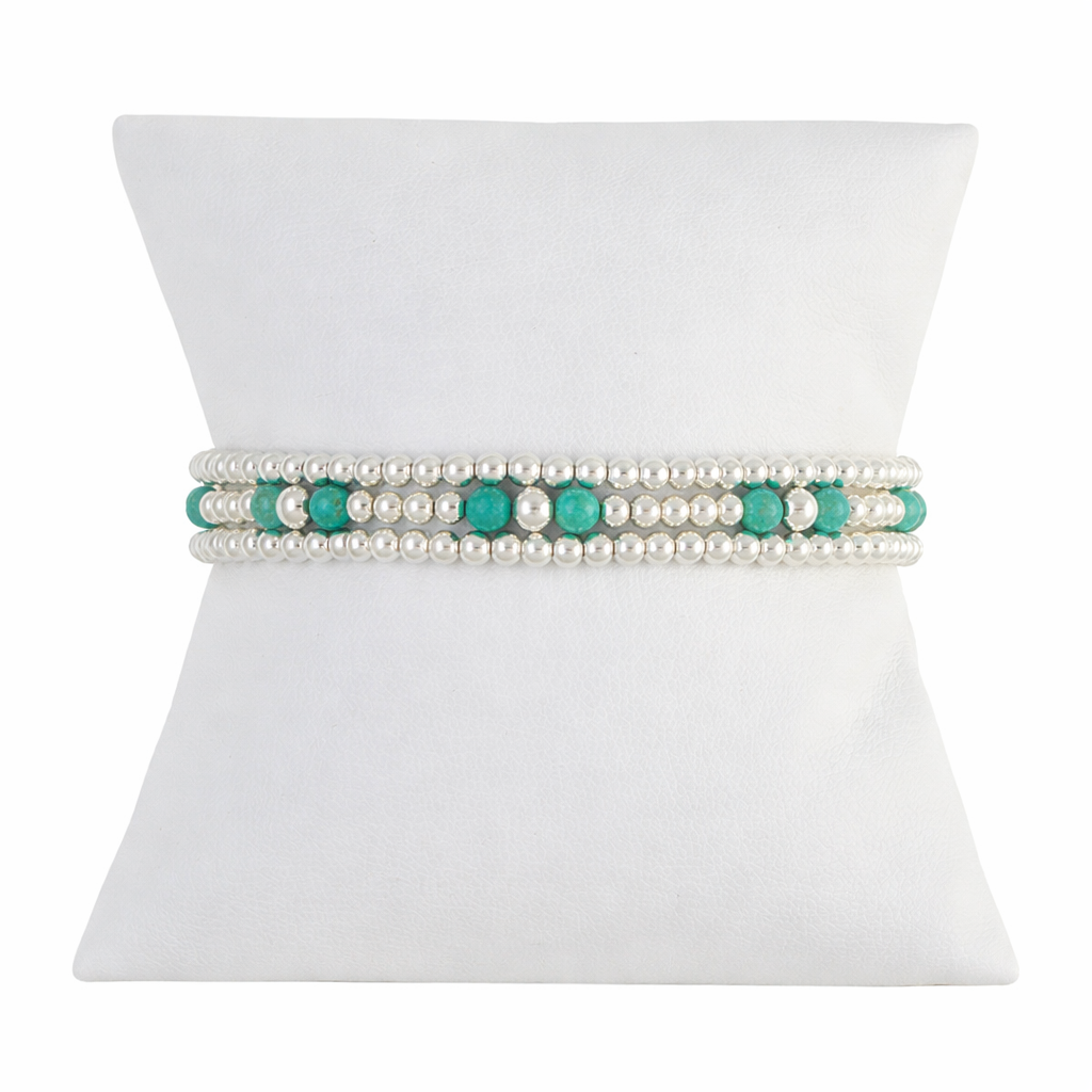 Turquoise Gemstone Sterling Silver Bracelet Set – Parker Green Jewelry