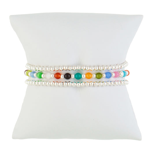Jubilee Multi-Colored Sterling Silver Bracelet Set